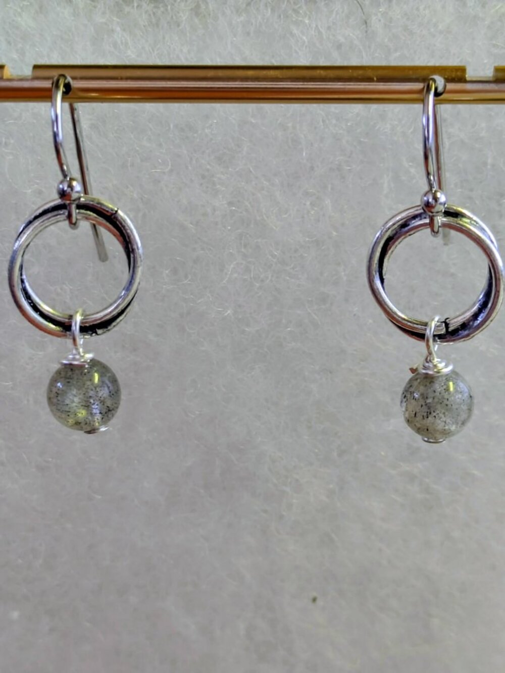 925 Sterling Silver Natural Labradorite Circle Dangle Earrings New